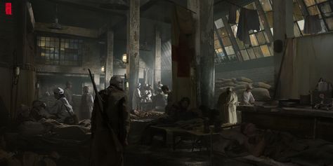 ArtStation - Classdemo-Battlefield Hospital, Junling Wang Fantasy Hospital Concept Art, Hospital Concept Art, Fantasy Hospital, Hospital Concept, Field Hospital, A Classroom, Battlefield, Concept Art, Art Design