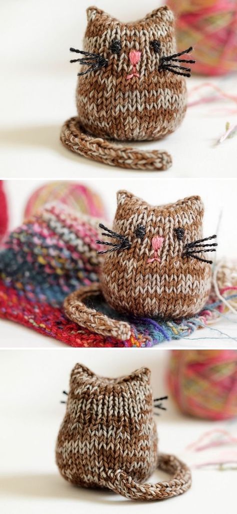 Rabbit Knitting Pattern and Other Animals - Free Patterns - Pattern Center Mini Cat Knitting Pattern, Rabbit Knitting Pattern, Knitted Stuffed Animals, Knitted Toys Free Patterns, Animal Knitting Patterns, Knitted Cat, Knitting Patterns Toys, Knitted Animals, Easy Knitting Patterns