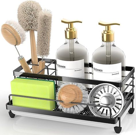 The Best Sponge and Wash Holder Under $15 #spongeholder Essentials For New Home, Organize Kitchen Sink, Kitchen Sink Sponge Holder, Kitchen Sink Caddy, Sink Sponge Holder, Kitchen Sponge Holder, Kitchen Sink Organizer, Sink Caddy, Divider Design