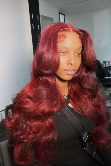 Red Lace Front Wigs, Frontal Wig Hairstyles, Hairstyle Idea, Wavy Wigs, Braids Hairstyles Pictures, Frontal Hairstyles, Wave Wig, Have Inspiration, Burgundy Hair