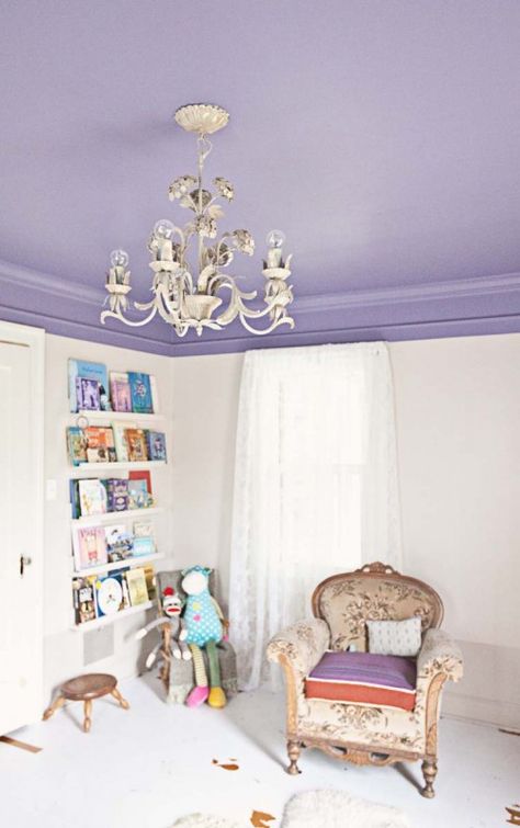 lavender ceilings ! Purple Ceiling, Purple Furniture, Magical Room, Springfield Missouri, Purple Interior, Colored Ceiling, Girly Room, Design Mom, Purple Walls