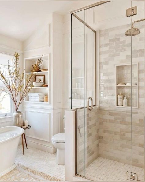 Zen Guest Bathroom, Parisian Interior Bathroom, Bathroom Couple, New House Bathroom, Bathroom Redesign, Casa Vintage, Master Bath Remodel, Bathroom Remodel Designs, Bathroom Remodel Shower