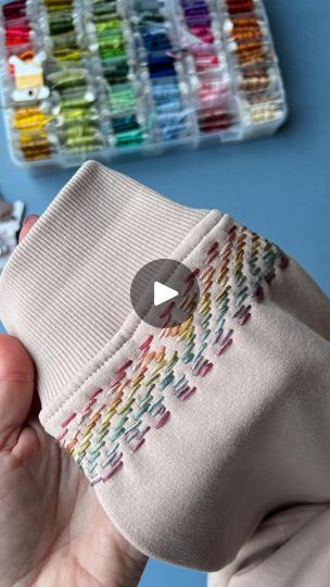 Embroidery Rainbow, Learning To Embroider, Denim Embroidery, Upcycled Fashion, Slow Stitching, March 7, Running Stitch, Embroidered Clothes, Pastel Colours