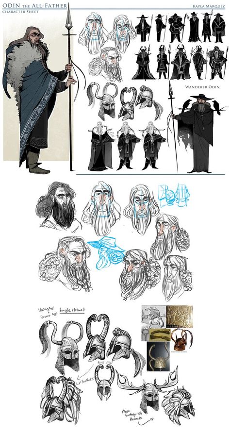 College Work: Odin by the-Orator Odin Character Design, Odin Concept Art, Kayla Scribbles, Mythology Character Design, Norse Character Design, Character Design Inspiration Concept Art, Happy Character Design, Viking Character Design, Odin Design