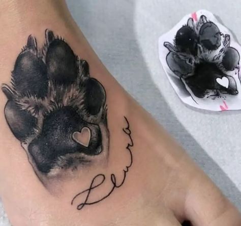 70+ Best Paw Print Tattoo Ideas for Dog Lovers - The Paws Tatoo Dog, Dog Memorial Tattoos, Pawprint Tattoo, Dog Paw Tattoo, Paw Tattoo, Cat Tattoos, Initial Tattoo, Memorial Tattoo, Tiny Tattoo