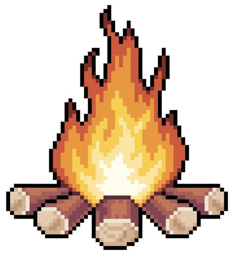 Pixel art bonfire. June party bonfire vector icon for 8bit game on white background Samurai Game, 8bit Game, Samurai Games, Notion Ideas, Summer Training, Easy Pixel Art, Pixel Art Games, Pixel Games, Minecraft Pixel Art