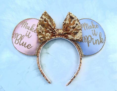 Excited to share this item from my #etsy shop: Make it Pink Make it Blue Mickey Mouse Ears, Sleeping Beauty Mickey Ears, Princess Aurora Mickey Ears, Gender Reveal Mickey Ears Sleeping Beauty Gender Reveal, Disney Baby Announcement, Oogie Boogie Costume, Disney Costume Ideas, Blue Mickey Mouse, Ear Ideas, Blue Mouse, Diy Disney Ears, Disney Bows