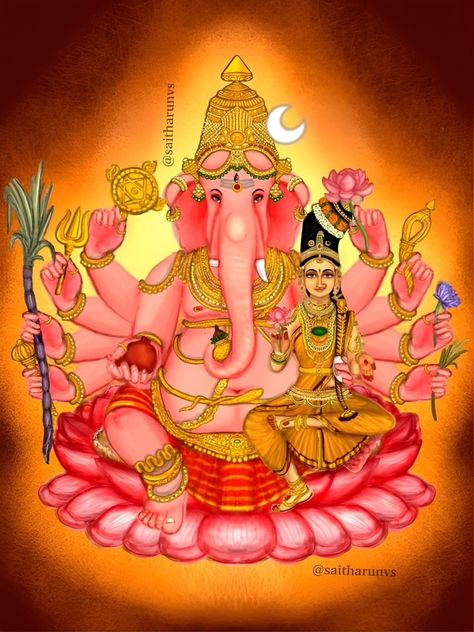 Mahaganapathi Images, Maha Ganapathi Images, Vallabha Ganapathi, Ganesh Cartoon, Candle Color Meanings, Tanjore Art, Sri Ganesh, Shri Ganesh Images, Shiva Parvati Images