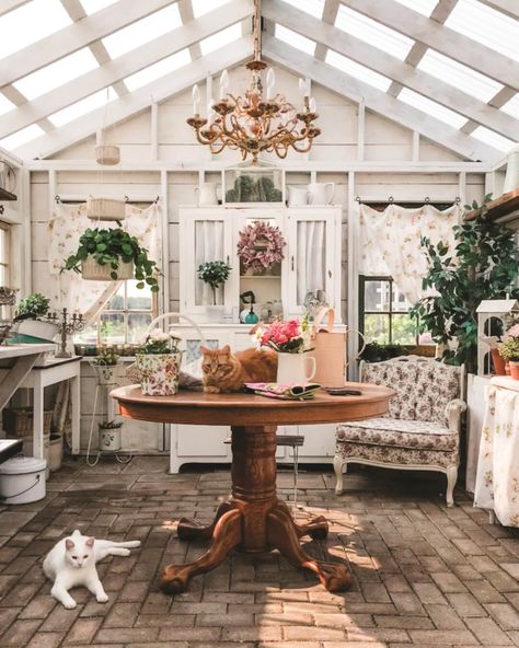 She Shed Greenhouse, Bella Grace Magazine, Garden Shed Interiors, Inspiring Outdoor Spaces, In Her Garden, Greenhouse Interiors, Greenhouse Ideas, Backyard Greenhouse, Backyard Sheds