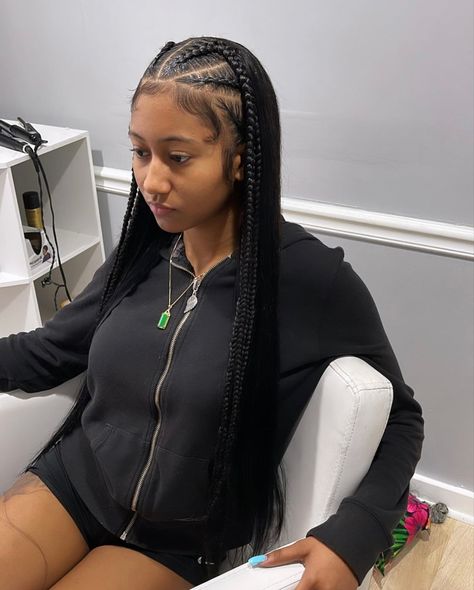 Cornrows In Front Straight Weave In Back, Braided Half Up Half Down Hair Black Women Natural Hair, Half Braids Half Straight Hair, Half Braid Half Down, Half And Half Braids, Braids With Quick Weave, Braids In The Front Weave In The Back, Braids Straight Hair, Sew In Straight Hair