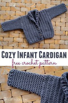 This cozy infant cardigan is a free crochet pattern fitting sizes 3 - 6 month. Quick and easy! #crochet #crochetpattern #freepattern #boys #crochetforboys Crochet Baby Cardigan Free Pattern, Boy Crochet Patterns, Baby Boy Cardigan, Crochet Baby Sweater Pattern, Crochet Baby Sweaters, Cardigan Bebe, Baby Boy Sweater, Crochet Baby Sweater, Baby Sweater Patterns