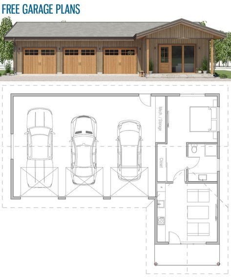 One Level Garage Apartment Plans, Detail Garage, Garage Apartment Floor Plans, Garage Apartment Plan, Carriage House Garage, Garage Guest House, Carriage House Plans, Garage Apartment Plans, Plans Architecture