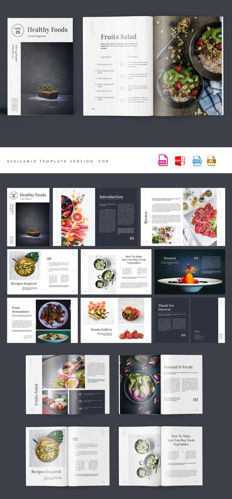 Food Magazine Design Layouts, Food Portfolio Design, Magazine Food Layout, Food Catalogue Design Layout, Magazine Layout Design Food, Magazine Food Design, Food Brochure Design Layout, Food Catalog Design Layout, Food Magazine Layout Design Creative