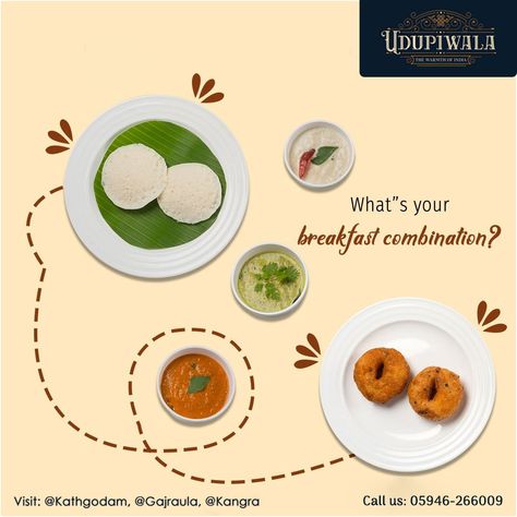 Idli Vada Sambar, Breakfast Creative Ads, Sambar Idli, Idli Sambar, Idli Dosa, Axis Bank, Fried Bananas, Coconut Chutney, Green Chutney