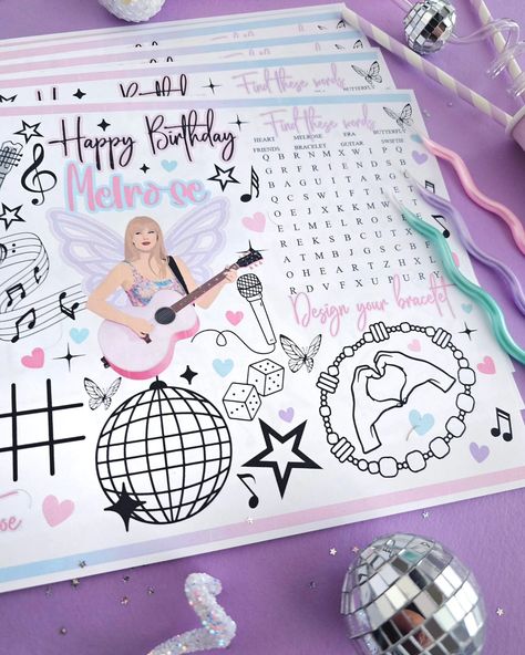 𝔸ℂ𝕋𝕀𝕍𝕀𝕋𝕐 𝕊ℍ𝔼𝔼𝕋𝕊 Planning a Taylor Swift-themed birthday party? This adorable coloring sheet is the perfect activity to keep your little swifties entertained. Filled with fun designs inspired by Taylor's music and style, it's sure to be a hit. Imagine the simles on your little swifties's faces as they color their favorite Taylor Swift items. It's the perfect fun way to celebrate their special day! . . . . . . . . . . . . . . . . . . . . . . #activityfortoddlers #activitysheets #customparty ... Taylor Swift Tea Party, Taylor Swift 7th Birthday Party, Kids Taylor Swift Birthday Party, Taylor Swift Birthday Party Activities, Swiftie Birthday Party, Taylor Swift Birthday Party Ideas Kids, Taylor Swift Themed Birthday Party, Taylor Swift Birthday Party, Taylor Swift Birthday Party Ideas