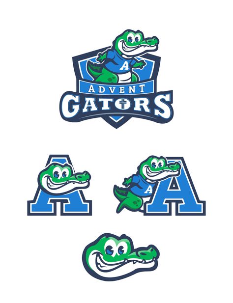 Design #51 by OIT Studio | Advent School Gator Mascot Design Gator Mascot, Gators Logo, Florida Gators Logo, Gator Logo, High School Mascots, Draw Logo, Logo Mascot, Cartoon Mascot, Logo Search