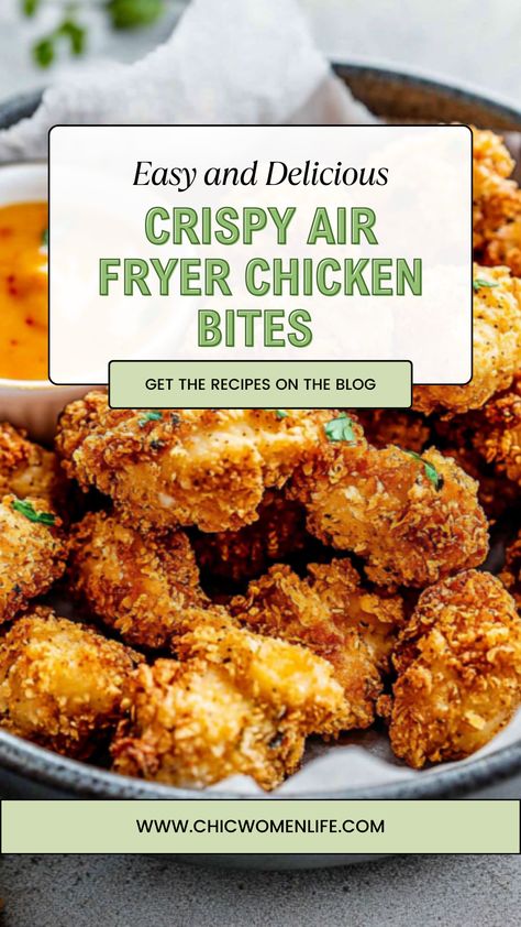 Crispy Air Fryer Chicken Bites Ranch Chicken Bites Air Fryer, Air Fryer Chicken Fingers Recipes, Bbq Chicken Bites Air Fryer, Chicken Cubes In Air Fryer, Air Fryer Diced Chicken, Air Fried Chicken Bites, Chicken Bites Air Fryer, Oven Crispy Chicken, Air Fryer Chicken Bites