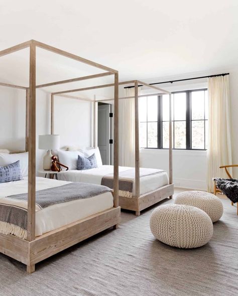 Neutral Bedroom Decorating Ideas & Expert Tips - TLC Interiors Hamptons Beach House, Contemporary Beach House, Modern Hampton, Office Guest Room, Coastal Bedrooms, Four Poster, Beach House Interior, Hamptons House, Guest Rooms