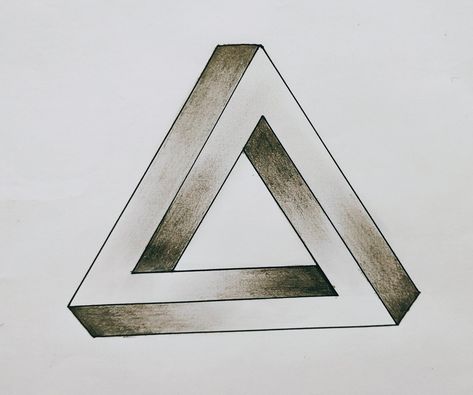 Impossible 3D Triangle Optical Shape / Youtube, Facebook & Instagram 👉 Asad Afridi Arts Impossible Triangle, Shape Drawing, Penrose Triangle, 3d Triangle, 3d Shapes, 3d Shape, 3d Drawings, Triangle Shape, Calligraphy Art