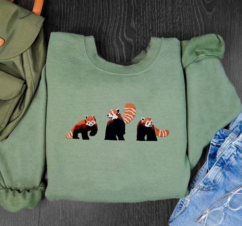 Red Panda Hoodie, Red Panda Embroidery, Panda Sweater, Panda Hoodie, Embroidery Crewneck, Zoo Birthday, Panda Gifts, Gift Drawing, Panda Love