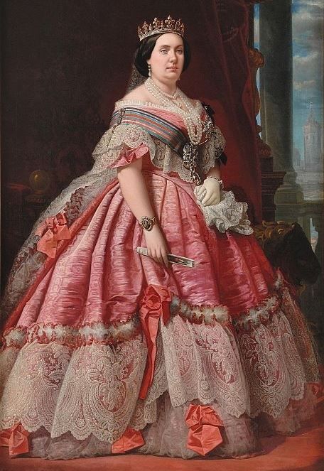 Queen Isabella II of Spain (1830 - 1904), the first Queen Regnant of Spain. Moda Medieval, Istoria Modei, Queen Isabella, 1850s Fashion, Skirt Diy, Reina Isabel Ii, 19th Century Fashion, Isabel Ii, European Royalty