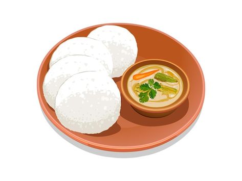 Idli Sambar Illustration, South Indian Wedding Illustration, South Indian Food Illustration, South Indian Illustration, Notion Food, Indian Food Illustration, Honey Drawing, Foodie Wallpapers, Momo Food