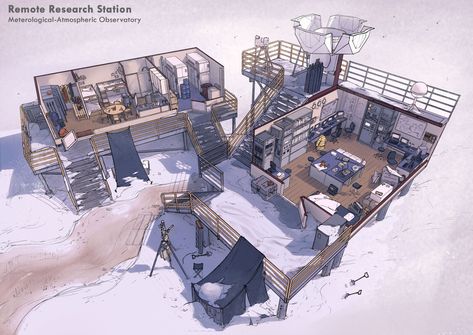 Arctic Research Station, Spaceship Blueprint, Fallout 4 Settlement Ideas, Snow Storms, Research Station, Space Colony, Sci Fi Landscape, Cyberpunk Rpg, New Urbanism