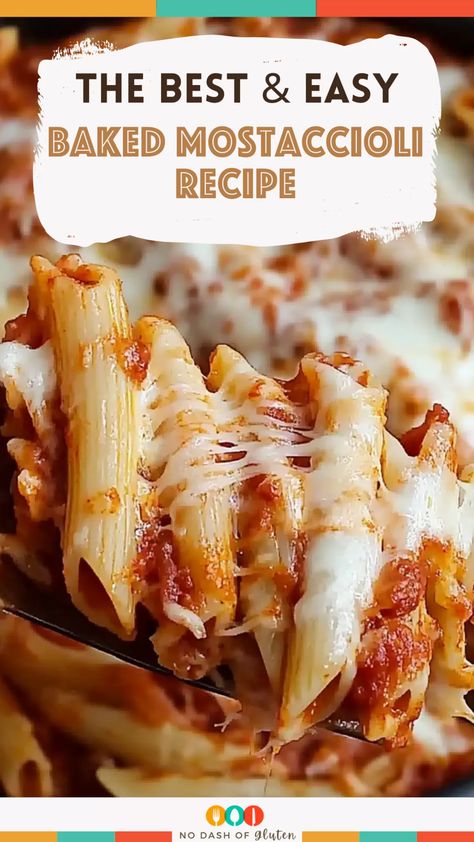 Looking for the ultimate comfort food? This Baked Mostaccioli Recipe is loaded with tender pasta, flavorful sausage, a creamy tomato sauce, and melty mozzarella. Perfect for family dinners or feeding a crowd! Save this recipe for your next cozy meal! Meatless Mostaccioli Recipe Easy, Moscholli Recipe, Easy Mostaccioli Recipe Simple, Mostaccioli Recipe No Meat, Best Baked Mostaccioli Recipe, Meatless Mostaccioli Recipe, Mostaccioli Recipe For A Crowd, Easy Baked Mostaccioli, Muscacholli Recipe