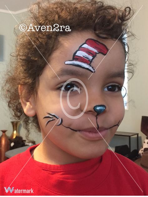 Dr Seuss face painting quick design #Aven2ra Thing 1 Makeup Halloween, Dr Seuss Makeup Ideas, Dr Seuss Makeup, Dr Suess Face Paint, Thing One And Thing Two Makeup, Thing 1 Thing 2 Face Paint Ideas, Dr Seuss Face Paint, Thing 1 Makeup Dr Seuss, Whoville Hair