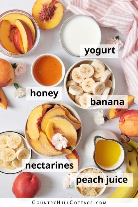 Nectarine Smoothie, Chia Seeds Protein, Homemade Smoothies, Oat Smoothie, Recipes Healthy Breakfast, Smoothie Recipes Healthy Breakfast, Peach Juice, Filling Breakfast, Good Smoothies