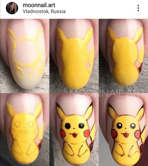 Pikachu Nails, Bird Nail Art, Cartoon Nail Designs, Nails Disney, Daisy Nail Art, Feet Nail Design, Shellac Nail Art, 3d Nail Art Designs, New Nail Art Design