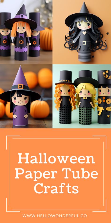 Halloween Paper Tube Crafts for kids Tube Crafts For Kids, Paper Tube Crafts, Halloween Toilet Paper Roll Crafts, Halloween Toilet Paper, Witchy Diy, Halloween Trick Or Treat Bags, Tube Crafts, Diy Halloween Crafts, Dulceros Halloween