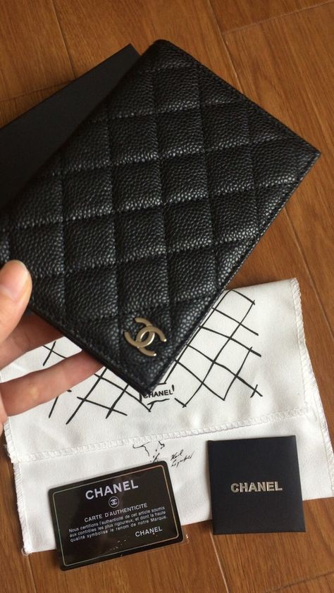 Chanel passport holder caviar leather black Chanel Passport Holder, Passport Cover Aesthetic, Bebe Clothing, Passport Holders, Gift Inspo, Passport Case, Book Holders, Classic Bags, Passport Cover