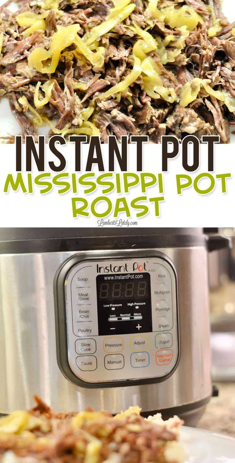 Instant Pot Mississippi Pot Roast is an easy weeknight dinner recipe you can cook in an electric pressure cooker. Use pepperoncini peppers, gravy mix, ranch mix, and butter to make a beef or pork roast that everyone loves! Pot Roast Easy, Mississippi Pot Roast Crockpot, Instant Pot Mississippi Pot Roast, Pot Roast Crockpot, Mississippi Pot Roast Recipe, Roast Crockpot, Best Pressure Cooker Recipes, Mississippi Roast, Pot Roast Recipe