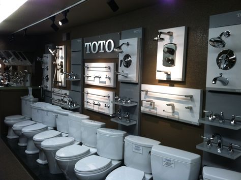 New Toto Display at Abe's Discount Plumbing & Electrical Design Center Showroom, Bath Showroom, Modular Kitchen Cabinets, Showroom Inspiration, Bathroom Showrooms, Showroom Display, Tile Showroom, Showroom Interior Design, Store Interiors