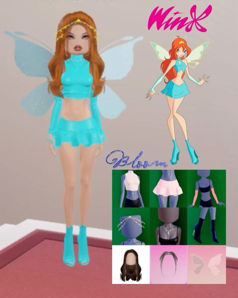 Bloom Dress To Impress, Dress To Impress Outfits Roblox Game Theme Glamour, Decor Dress To Impress Outfit, Dress To Impress Fairy Costume, Winx Dress To Impress, Chic Dress To Impress Outfit, Fairy Dress To Impress, Winx Fairy, Roblox Fashion