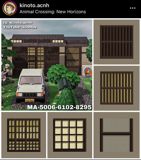 Door Design Acnh, Acnh Shoji Screen Design, Acnh Japanese Entrance, Acnh Tokyo, Japanese Window Design, Japanese House Exterior, Japanese Window, Japanese Exterior, Acnh Japanese