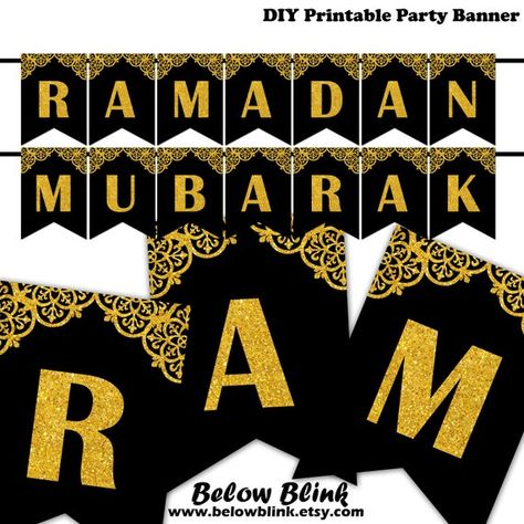 Ramadan Decorations Ideas Diy Printable, Ramadan Decorations Printables Free, Ramadan Banner Free Printable, Ramadan Letters, Eid Bunting, Ramadan Mubarak Banner, Emoji Party Decorations, Eid Cupcakes, Eid Moubarak