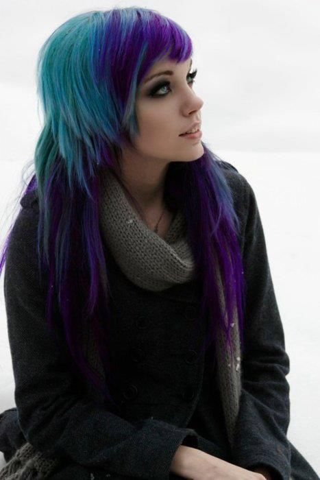 teal & purple Blue Hair Tumblr, Blue Purple Hair, Teal Hair, Emo Hair, Scene Hair, Hair Inspiration Color, Hair Inspo Color, Rainbow Hair, Grunge Hair