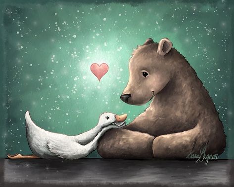 Illustrate Gallery | saragagnon.com Hug Stickers, Feeling Of Loneliness, Bear Art, Childrens Art, Pics Art, Whimsical Art, Cute Illustration, A Heart, Animal Art