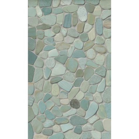 Sliced Green Pebbles 12 x 12 in - The Tile Shop Pebble Tile Shower, Pebble Mosaic Tile, Cottage Style Bathrooms, Shower Renovation, Bath Tile, Accent Backsplash, Pebble Tile, Pool Bath, Shower Floor Tile