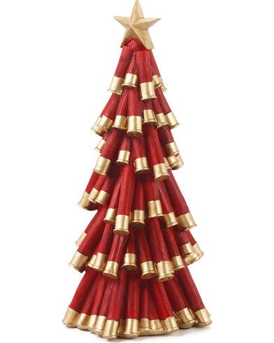 Shotgun Shell Christmas Tree, Shotgun Shell Christmas Ornaments, Shotgun Cartridge Craft, Shotgun Shell Ornaments, Hunting Themed Christmas Tree, Hunting Christmas Decor, Bullet Shell Crafts, Ranch Christmas Decor, Shotgun Shell Art