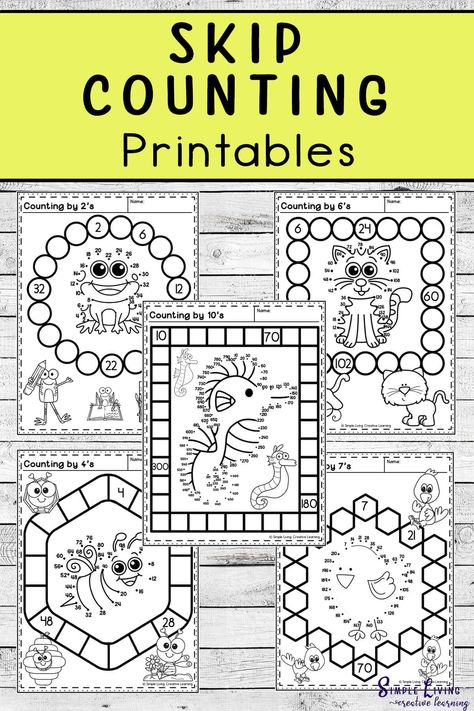 These simple, yet fun skip counting printables are a great addition to your math resources if your kids are learning to skip count! Skip Counting Games, Skip Counting Activities, Skip Counting Worksheets, Multiplication Cards, Skip Counting By 2, Touch Math, Counting By 2's, Study Craft, Learning Multiplication