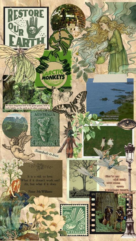 Forest Collage Wallpaper, Nature Collage Wallpaper, Nature Aesthetic Collage, Nature Zine, Environmental Collage, Earthy Collage, Nature Collage Art, Whimsical Collage, Woods Craft