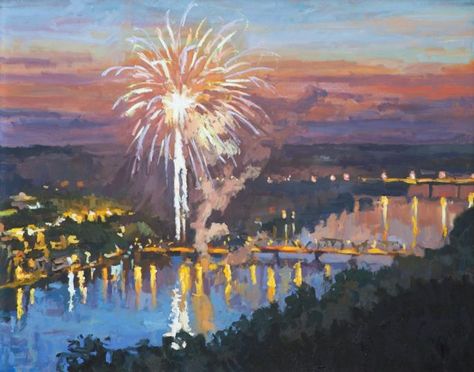 I'm going to try to do fireworks too.  Not sure who did this one. Fireworks Painting, How To Draw Fireworks, Firework Painting, Ib Art, Fireworks Festival, Seni Vintage, Canvas Drawings, Paint Background, Cover Pics