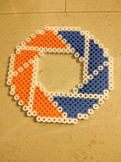 Perler Bead Portal, Portal Perler Beads, Perler Creations, Perler Ideas, Portal 2, Craft Board, Treasure Crafts, Pixel Art Grid, Pirate Treasure