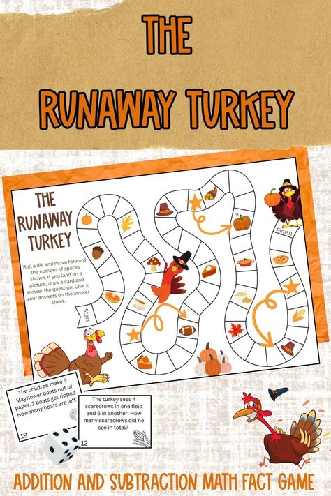 This Thanksgiving-themed math game for first graders helps kids practice addition and subtraction word problems in a fun, engaging way. Perfect for classroom or homeschool use! Fall Math Games First Grade, Thanksgiving Math 1st Grade, Subtraction Games Second, Thanksgiving Math First Grade, Thanksgiving Math Activities 4th Grade, Thanksgiving Math Activities 3rd Grade, Fun Math Activities For Grade 1, Math Facts 2nd Grade, Subtraction Games For First Grade