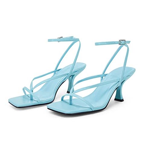 PiePieBuy Women's Lace Up Heeled Sandals Square Flip Flop High Heels Strappy Party Shoes Summer Sandals Heels, Casual Summer Sandals, Heels Strappy, Comfy Heels, Gladiator Sandals Heels, Dressy Sandals, Perfect Heels, Kitten Heel Sandals, Womens Stilettos