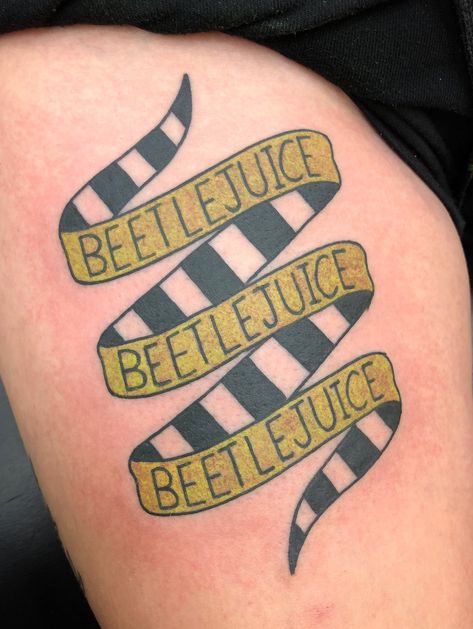 Tattoodo Beatle Juice Tattoo Ideas, Beetle Juice Tattoos, Beetlejuice Tattoo Small, Never Trust The Living Tattoo, Beetlejuice Tattoo Flash, Beetlejuice Flash Tattoo, Beetlejuice Flash, Beetlejuice Tattoo Ideas, Baby Beetlejuice