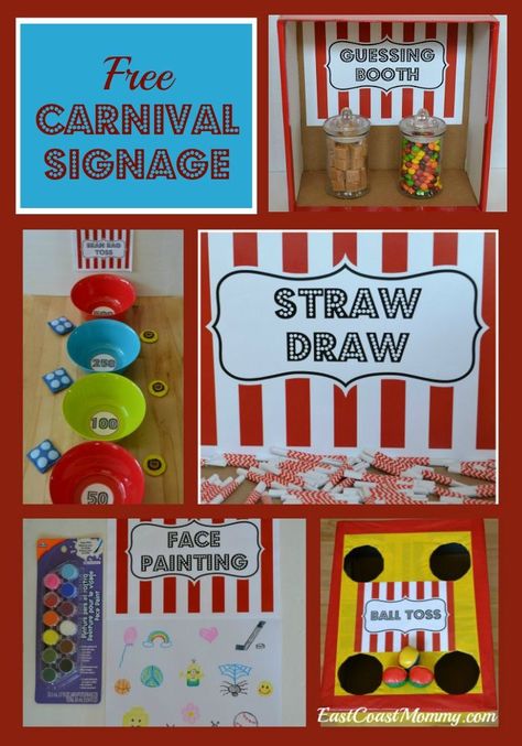 Carnival Signage, Carnival Game Signs, Carnival Party Games, School Carnival Games, Carnival Activities, Diy Carnival Games, Carnival Signs, Carnival Games For Kids, Carnival Parties